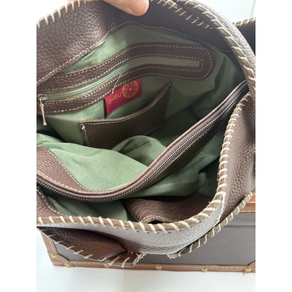 OMBU‎ BROWN SUEDE LEATHER SHOULDER HANDBAG